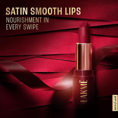 Lakme Ultimat Glam Satin Matte Lipstick -Winevelvt-UW2 4.3 g - Lipsticks