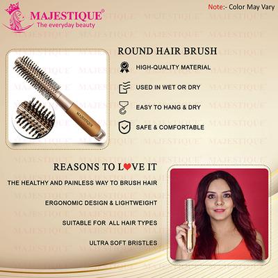 Majestique Golden Series Round Hair Brush for Blow Drying HR103 Nylon Bristles 1's - Hair Brushes