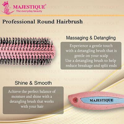 Majestique Hair Round Brush for Blow Drying and Hair Styling with Nylon Bristles - Color May Vary 1's - Hair Combs