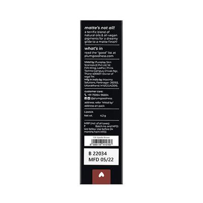 Plum Matterrific Lipstick Upside Brown - 126 (Chocolate Brown) 4.2 gm - Lipsticks