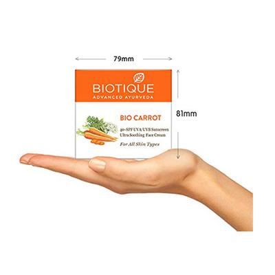 Biotique Bio Carrot 40+ SPF UVA/UVB sunscreen Ultra Soothing Face Cream - All Skin Types 50 gm - Face Creams