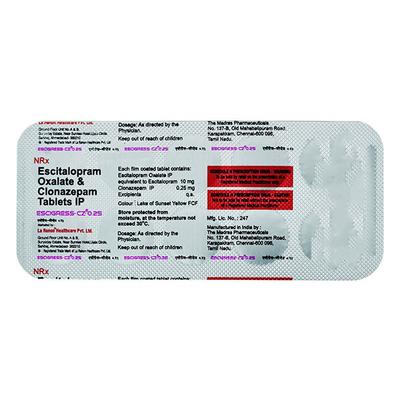 Escigress CZ 0.25mg Tablet 10'S - Depression-Ant