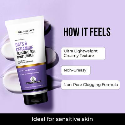 Dr. Sheth's Oat & Ceramide Sensitive Skin Moisturizer Oil-Free 1% Oats & 1% Ceramide Complex 100 gm - Face Moisturizers