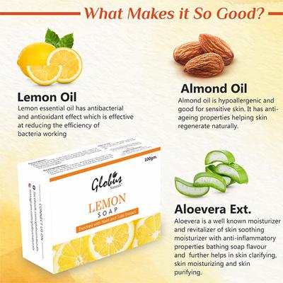 Globus Naturals Lemon Soap (Pack of 4) 400 gm - Soaps