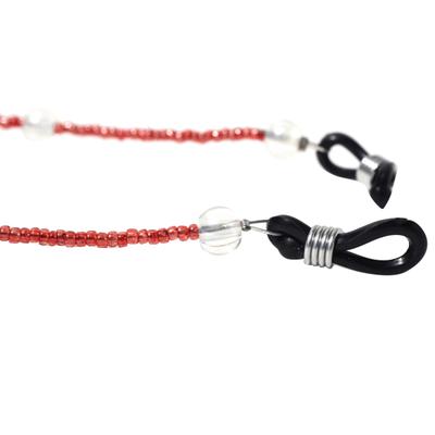 Modisch Red Beads With Transparent Moti Sunglasses Chain (JC-1403-Red) 1's - Wearables Sunglasses