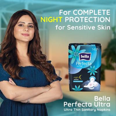 Bella Perfecta Ultra Night Sanitary Napkins Covered with Extra Soft 14's (XXL) - Sanitary Napkins
