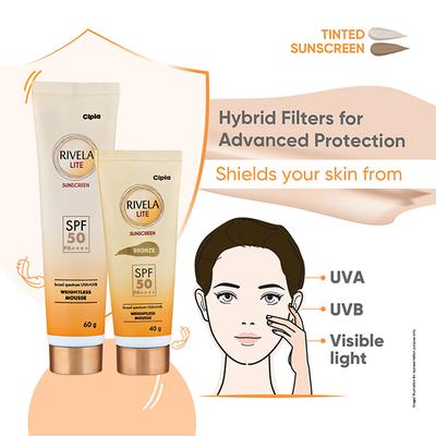 Rivela Lite SPF 50 PA++++ Sunscreen 60gm - Sunscreen Preparations-Emo