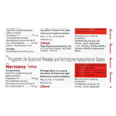 NERVSENZ NEW Tablet 10's - Neuropathic Pain-Dru