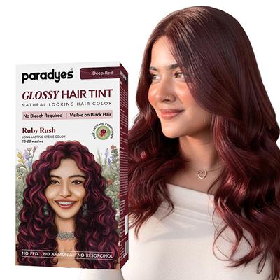 Paradyes Semi-Permanent Ruby Rush Glossy Hair Tint, Enriched with Herbal Extracts Deep-Red 160 gm - Crème