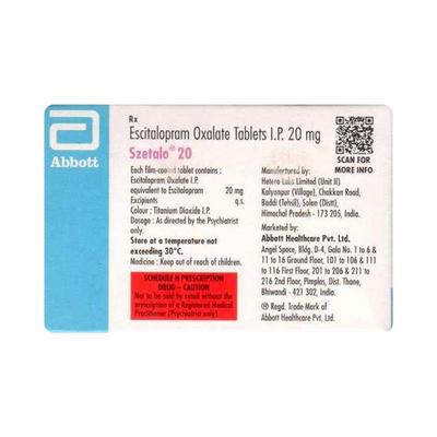 SZETALO 20 Tablet 15's - Depression-Ant