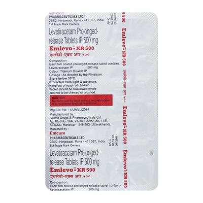 Emlevo XR 500mg Tablet 10'S - Epilepsy/Convulsion-Ant