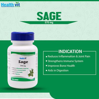 Healthvit Sage - 570 mg -Capsules 60's - Herbal Dietary Supplement