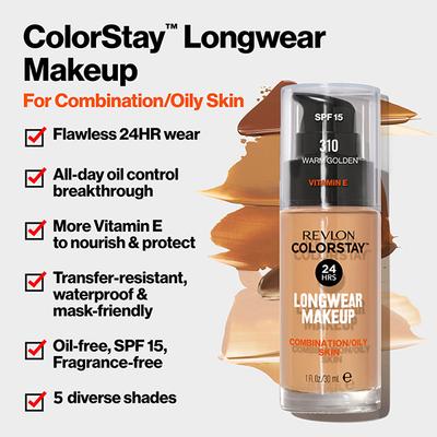 Revlon COLORSTAY LONG WEAR MAKE UP COMBINATION/OILY SPF 15 -WARM GOLDEN 30 ml - Foundation