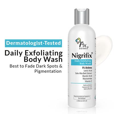 Fixderma Nigrifix Exfoliating Body Wash With Niacinamide Acid Gentle Shower Gel Women & Men 200 ml - Shower Gels & Body Wash