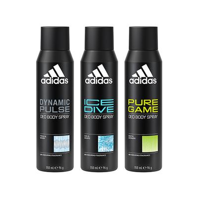 Adidas Pure Game 150ml + Dynamic Pulse 150ml + Ice 150ml Deodorant Set 3's - Men Deodorants/Roll-Ons
