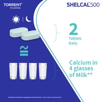 Shelcal 500 Calcium+Vitamin D3 Tablet 30's - Calcium And Minerals