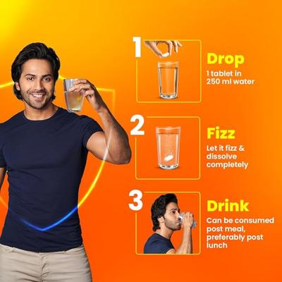 Fast&Up Charge Natural Vitamin C From Amla Extract & Zinc Tablets - Fizzy Blast Orange Flavour 20's - Vitamin C