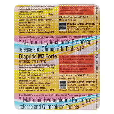 DIAPRIDE M3 FORTE Tablet 15's - Diabetes-Ant