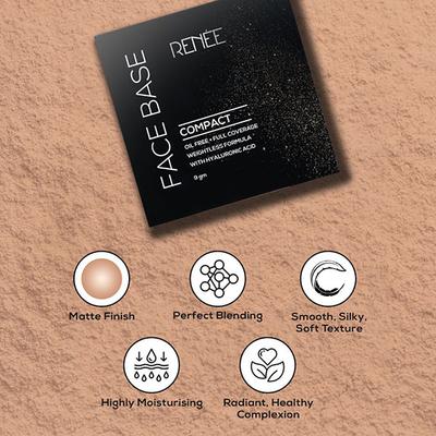 RENEE Face Base Compact - Chestnut Beige 9 gm - Compact Powder