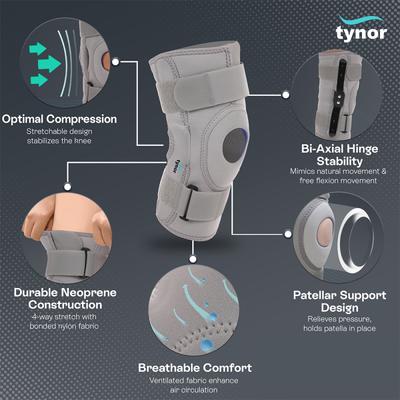 TYNOR KNEE SUPPORT HINGED (NEOPRENE) (M) (J 01) - Knee/Leg Supports