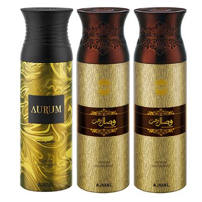 Ajmal Aurum & Wisal Dahab & Wisal Dahab Deodorant Spray - For Men & Women (Pack Of 3) 200 ml - Perfumes (Edt/Edp)