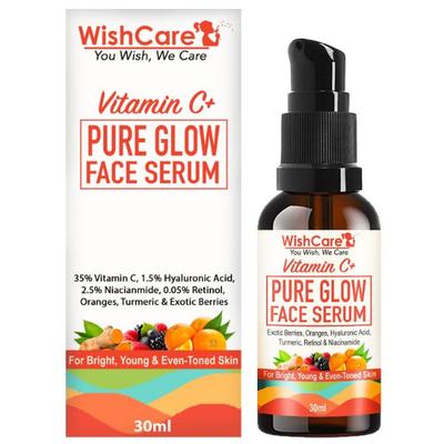 WishCare Vitamin C+ Pure Glow Face Serum - With Hyaluronic Acid Retinol Niacinamide Oranges Berries & Turmeric 30 ml - Face Serum