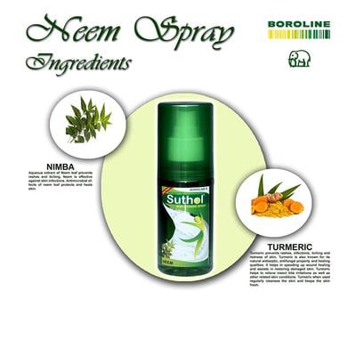 Boroline's Suthol Active Antiseptic body hygiene Spray - Neem 100 ml - Wound/Burns