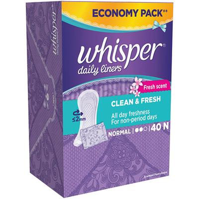 Whisper Clean and Fresh Daily Liners - 40 Count 1's - Others