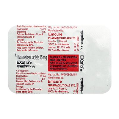 EXAFIB 15 Tablet 14's - Blood Clot-Ant