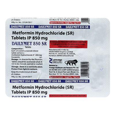 DAILYMET 850 SR Tablet 10's - Diabetes-Ant