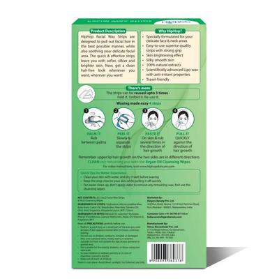 HipHop Skincare Facial Wax Strips for Normal to Sensitive Skin, For Instant Hair Removal (Upper Lip, Sideburns, Forehead, Chin) 20's - Hair Removal Accessories
