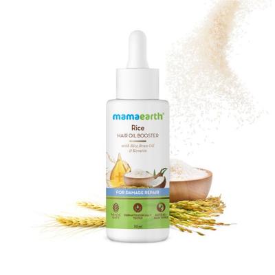 Mamaearth Rice Hair Oil Booster with Rice Bran Oil & Keratin for Damage Repair 30 ml - Hair Oils