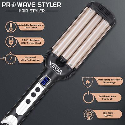 VEGA Professional Pro Wave Triple Barrel Hair Styler, (VPPMS-03) 1's - Rollers & Curlers