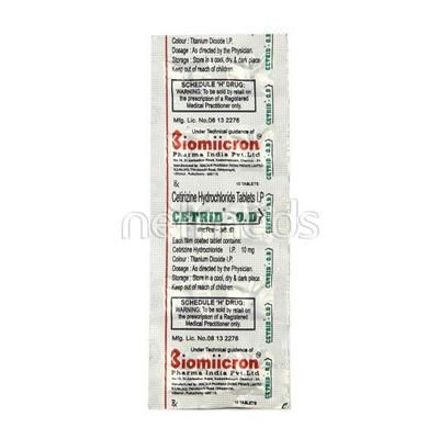 Cetrid OD 10mg Tablet 10'S - Allergies-Ant