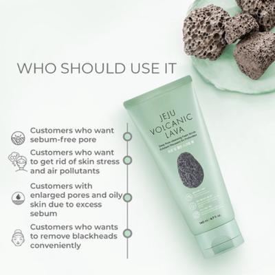 The Face Shop Jeju Volcanic Lava Deep Pore-Cleansing Foam Scrub 140ml - Scrubs & Exfoliants