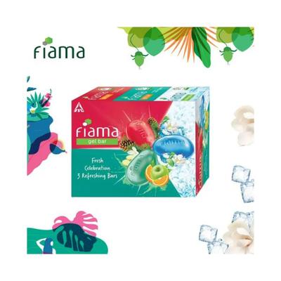 Fiama Gel Bathing Bar Fresh Celebration pack with skin conditioners for moisturized skin 375 gm - Soaps