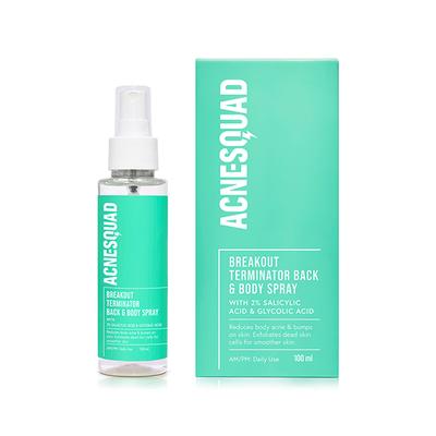 Acne Squad Breakout Terminator Back and Body Spray with 2% Salicylic Acid and Glycolic Acid 156.25 ml - Body Mist/Spray