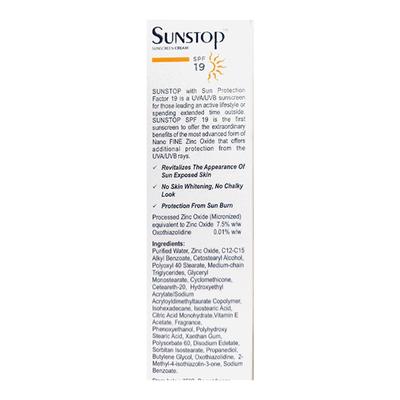SUNSTOP SPF 19 UVA/UVB ANTIOXIDANT BOOSTED PHYSICAL SUNSCREEN Cream 60g - Sun Protectors-Emo