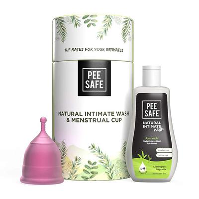 Pee Safe Period Care Combo- Menstrual Cup (Small) & Intimate Wash Women 150 ml - Menstrual Cups