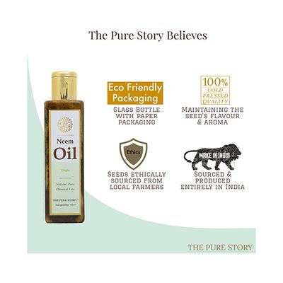 The Pure Story Neem Oil 100 Percent Pure Natural Pet Hair Oils 200 ml - Hair Oils