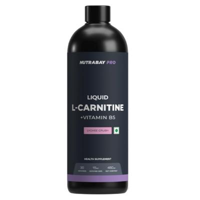 Nutrabay L Carnitine +Vitamin B5 Liquid - Lychee Crush 450 ml - Workout Essentials