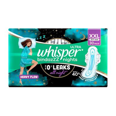 Whisper Ultra Bindazzz Nights Sanitary Pads (XXL) 30's - Sanitary Napkins
