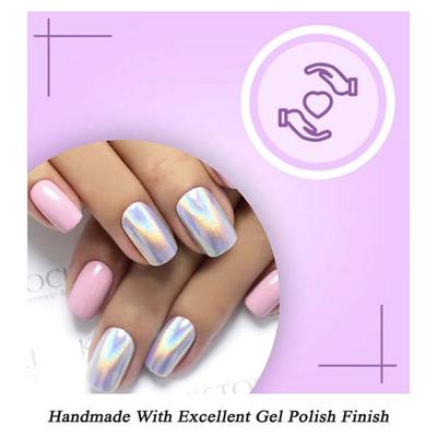 Nails On Board Handmade Press On Gel Nails- Holographic Liliac X Small 50 gm - Nail Care