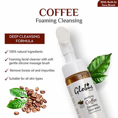 Globus Naturals Coffee Brightening Foaming With Silicon Face Massage Brush 150 ml - Face Wash & Cleansers