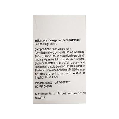Gemcite 200mg Injection 1'S - Cancer Oncology-Cyt