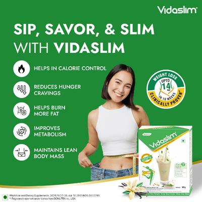 Vidaslim Meal Replacement Protein Health Shake Powder - Vanilla Elixir (Refill Pack) 500 g - Weight Loss