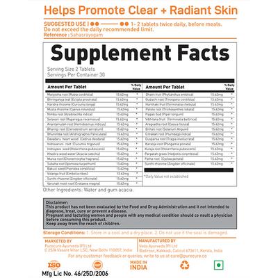 Purecure+Co Mahamanjishtadi Glow (60 Tablets) 1's - Hair & Skin