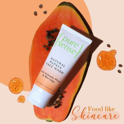 PureSense Natural Papaya Face Wash with Kakadu Plum & Moringa for Gentle Cleansing & Rejuvenates Skin 100 gm - Scrubs & Exfoliants