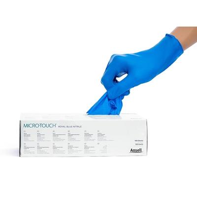 Ansell Micro Touch Nitrile Examination Gloves - Royal Blue (M) 100's - Gloves - S