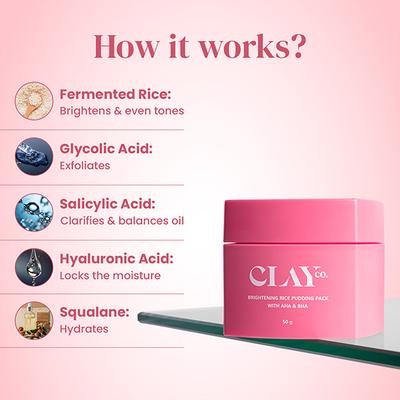 Clayco Brightening Rice Pudding Pack With Aha & Bha 50 gm - Masks & Peels